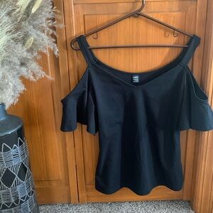 Cold Shoulder Short Flutter Sleeve Top